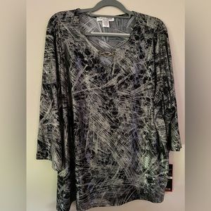 Rebecca Malone Plus Size NWT 3/4 Length Sleeve Blouse